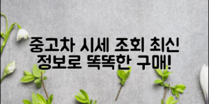 중고차시세조회, 최신 정보로 똑똑한 구매!