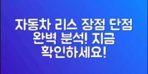 자동차 리스를 고민 중인 당신을 위한 장점과 단점 완벽 분석