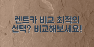 자동차 렌트비교로 최적의 선택을 할 수 있을까?