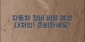 예상 자동차 정비 비용, 이렇게 준비하세요!