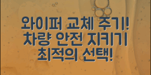 최적의 와이퍼 교체 주기, 차량 안전을 지켜라!