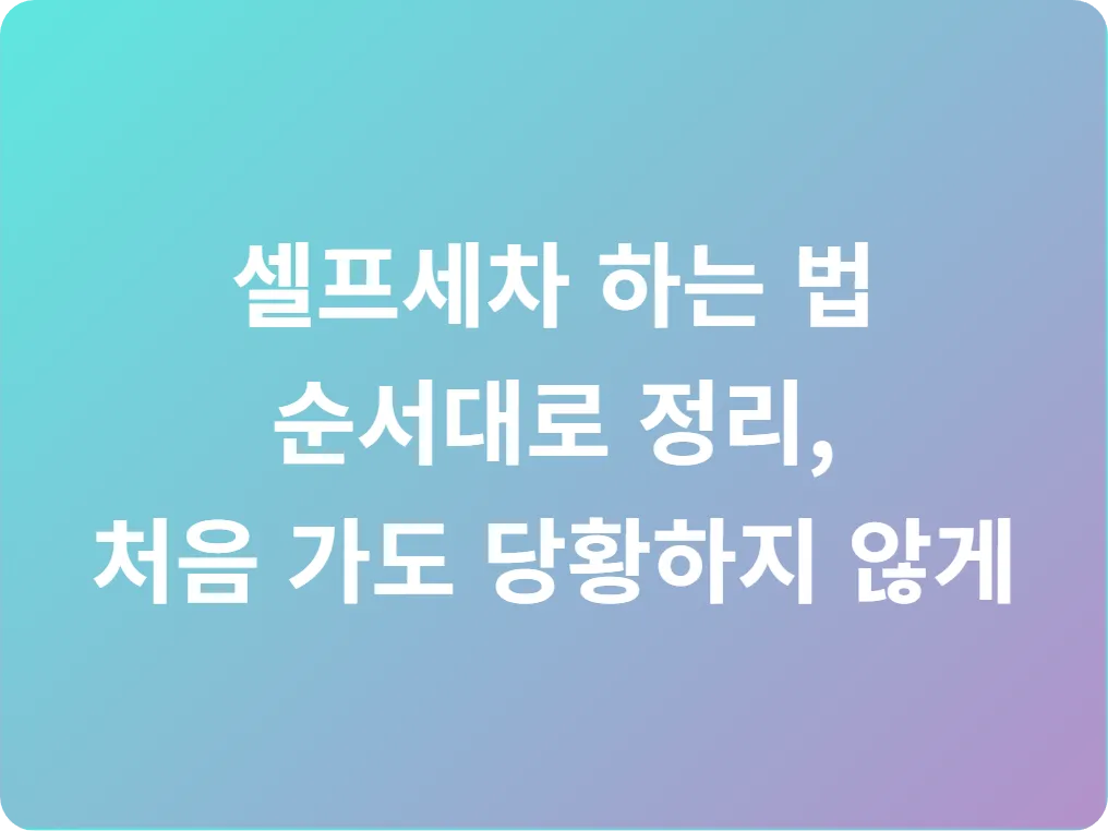 셀프세차 하는 법 순서대로 정리, 처음 가도 당황하지 않게